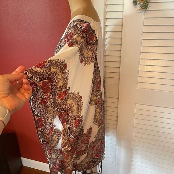 CHICO’S | silky tie front v neck cape blouse L/XL - Picture 6 of 8